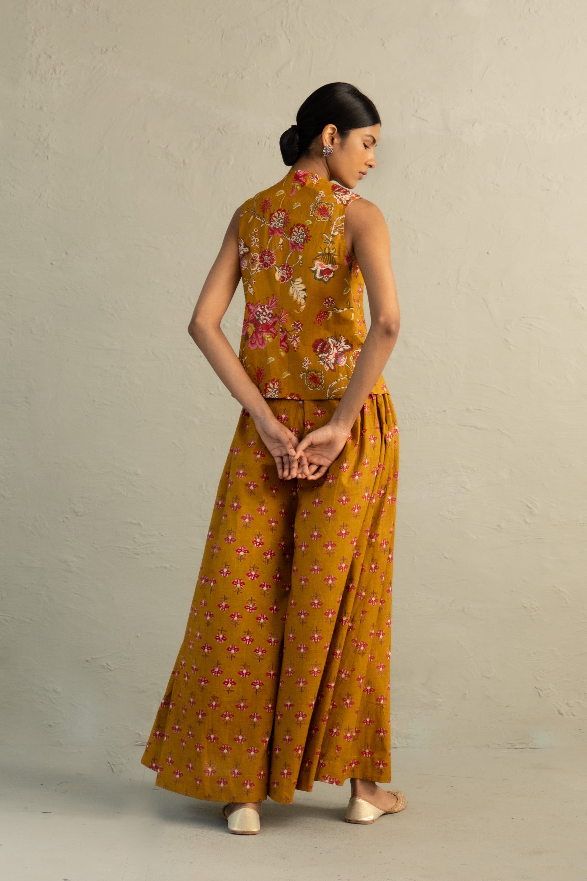 Mustard Phool Dori Co-ord Skirt Jacket Set