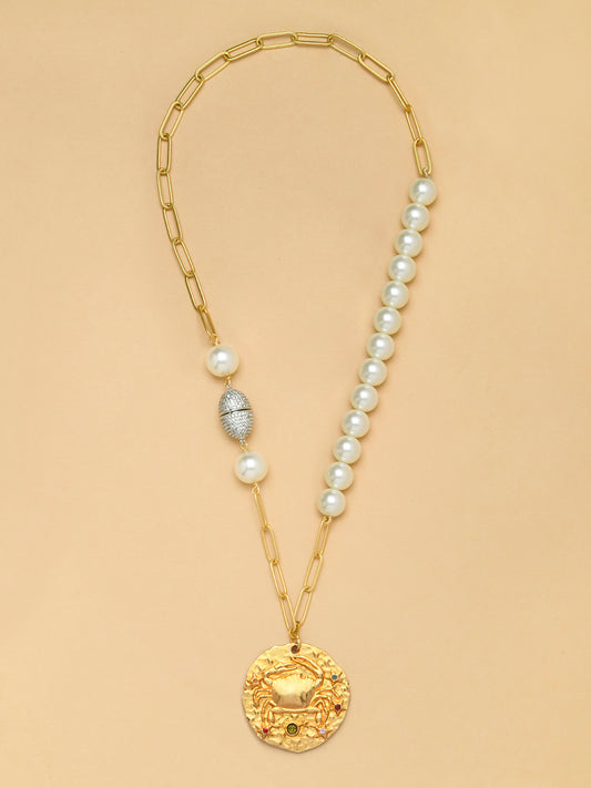 Pearl CANCER Celestial Necklace