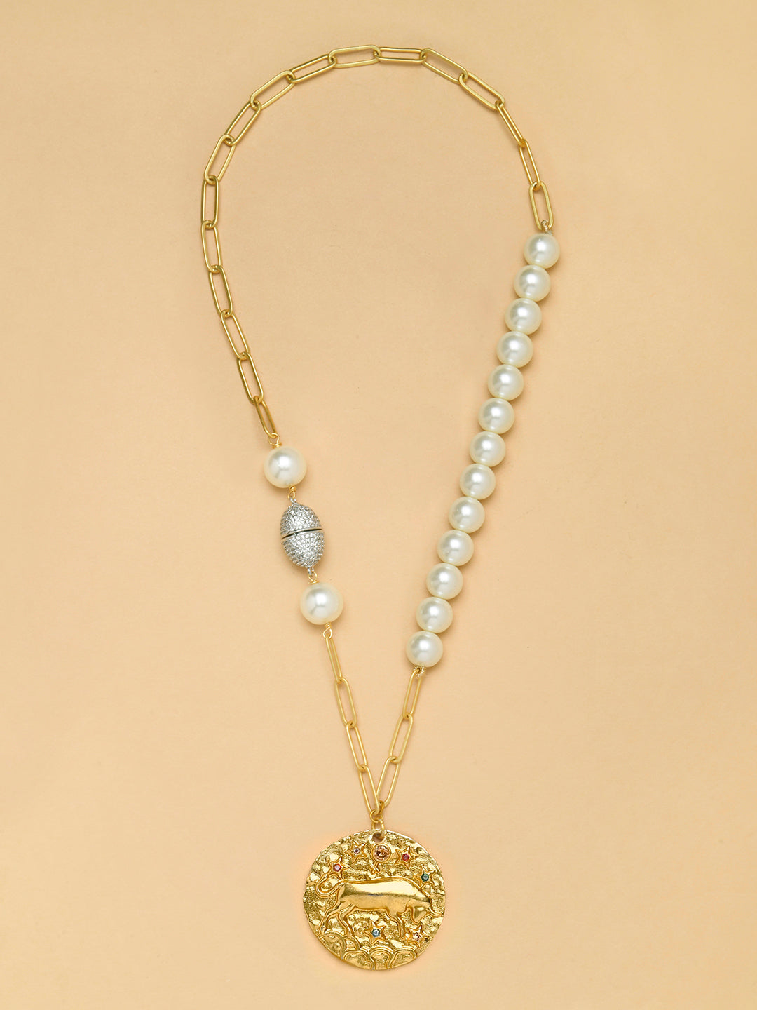Pearl TAURUS Celestial Necklace