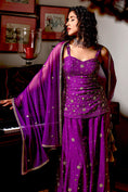 Load image into Gallery viewer, Sassy Sharara Set Handembroidered in Purple Color
