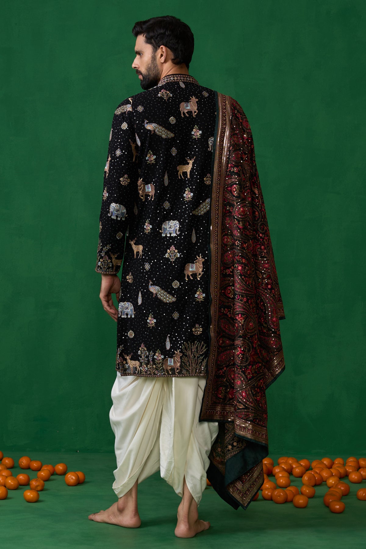 PICHWAI BLACK DHOTI KURTA SET