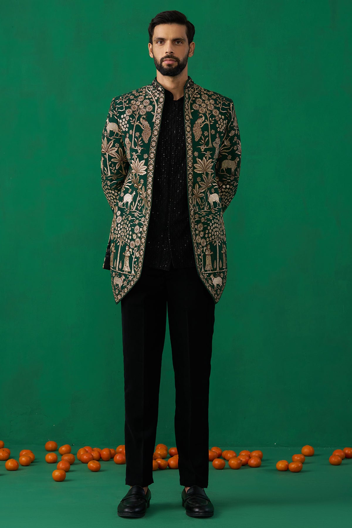 PICHWAI GREEN JODHPURI SET