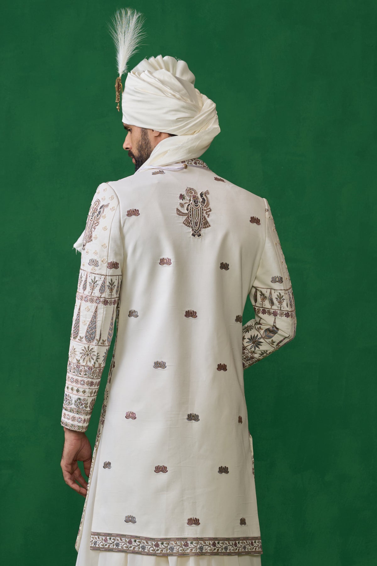 PICHWAI IVORY SHERWANI SET