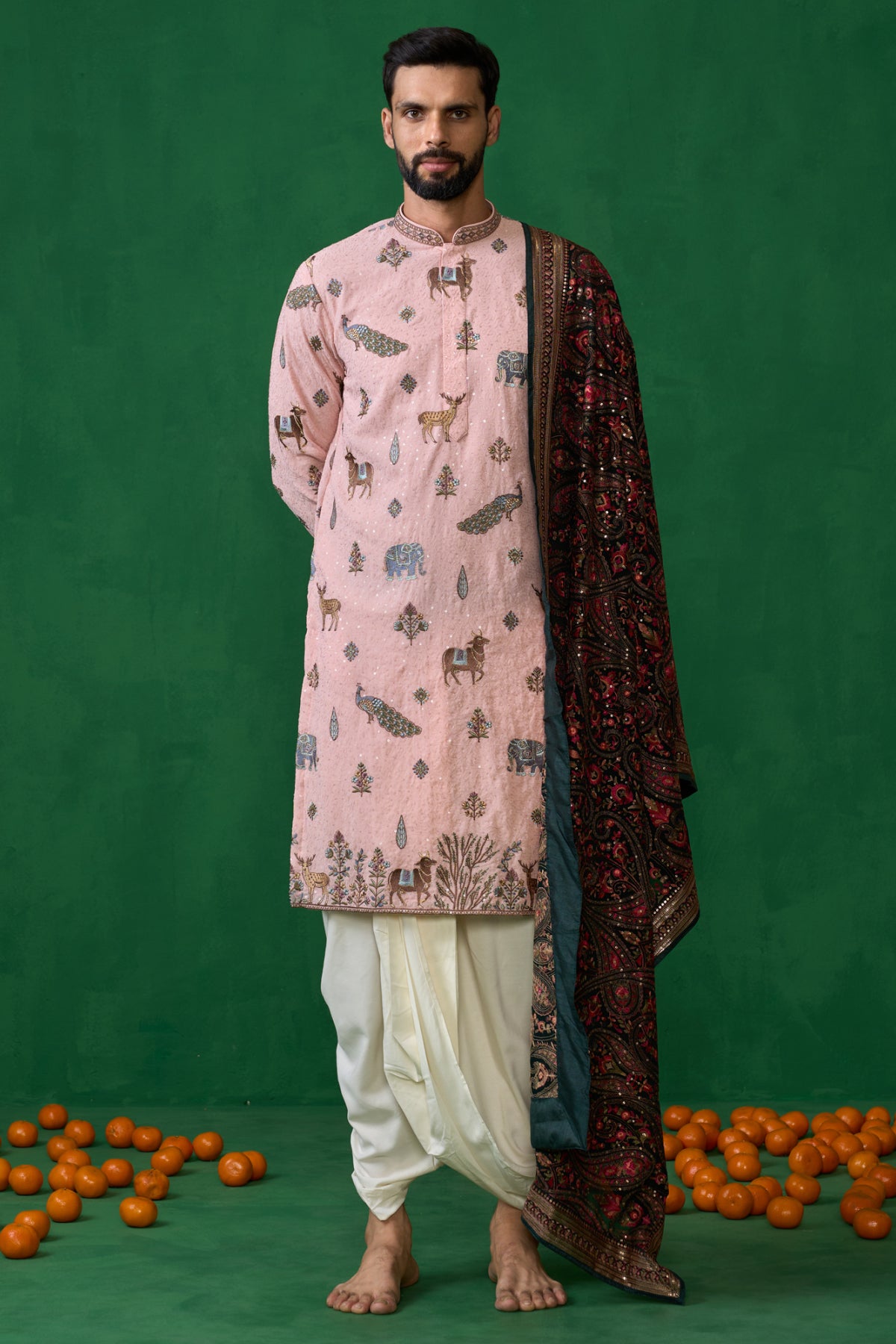 PICHWAI PINK DHOTI KURTA SET