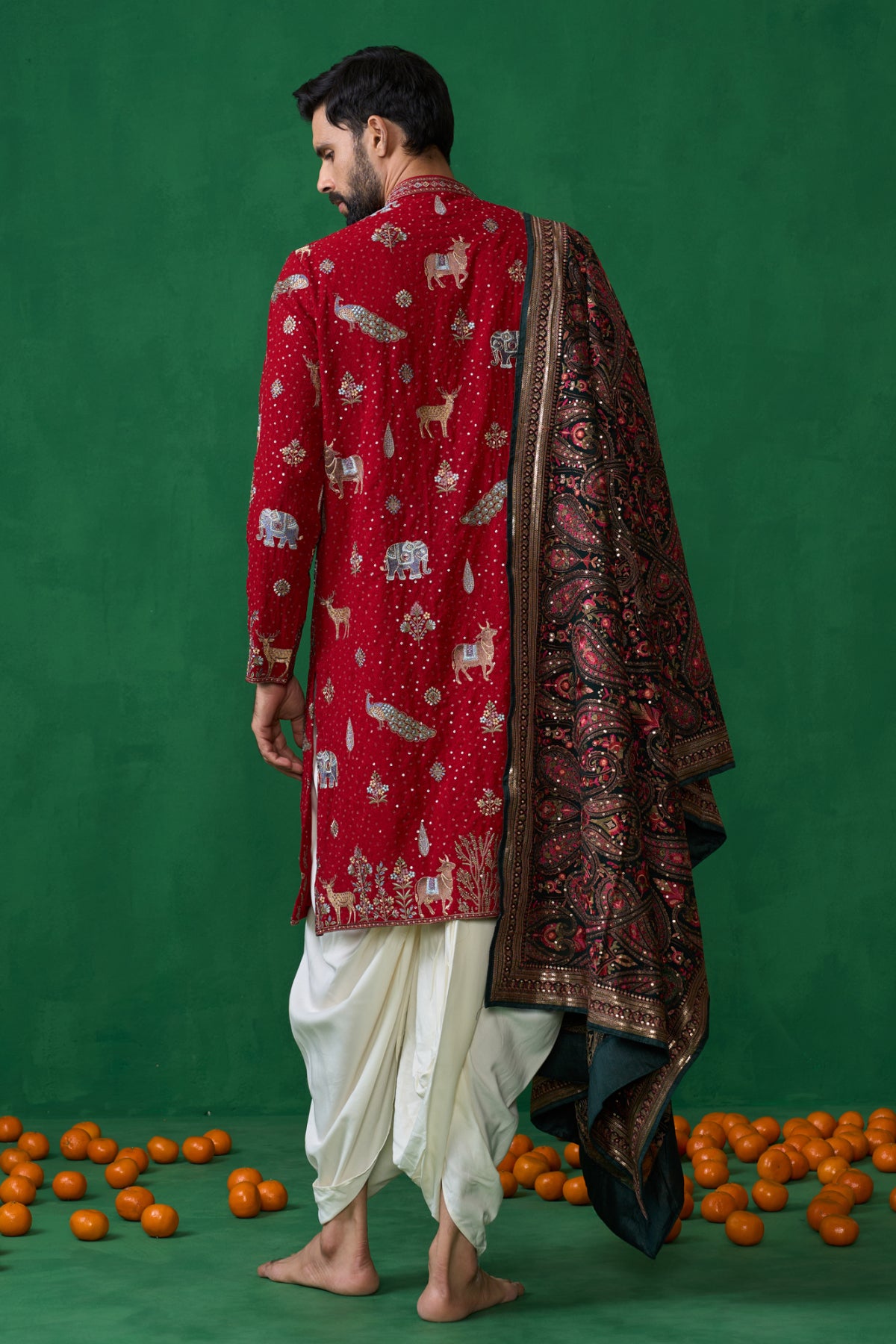 PICHWAI RED DHOTI KURTA SET