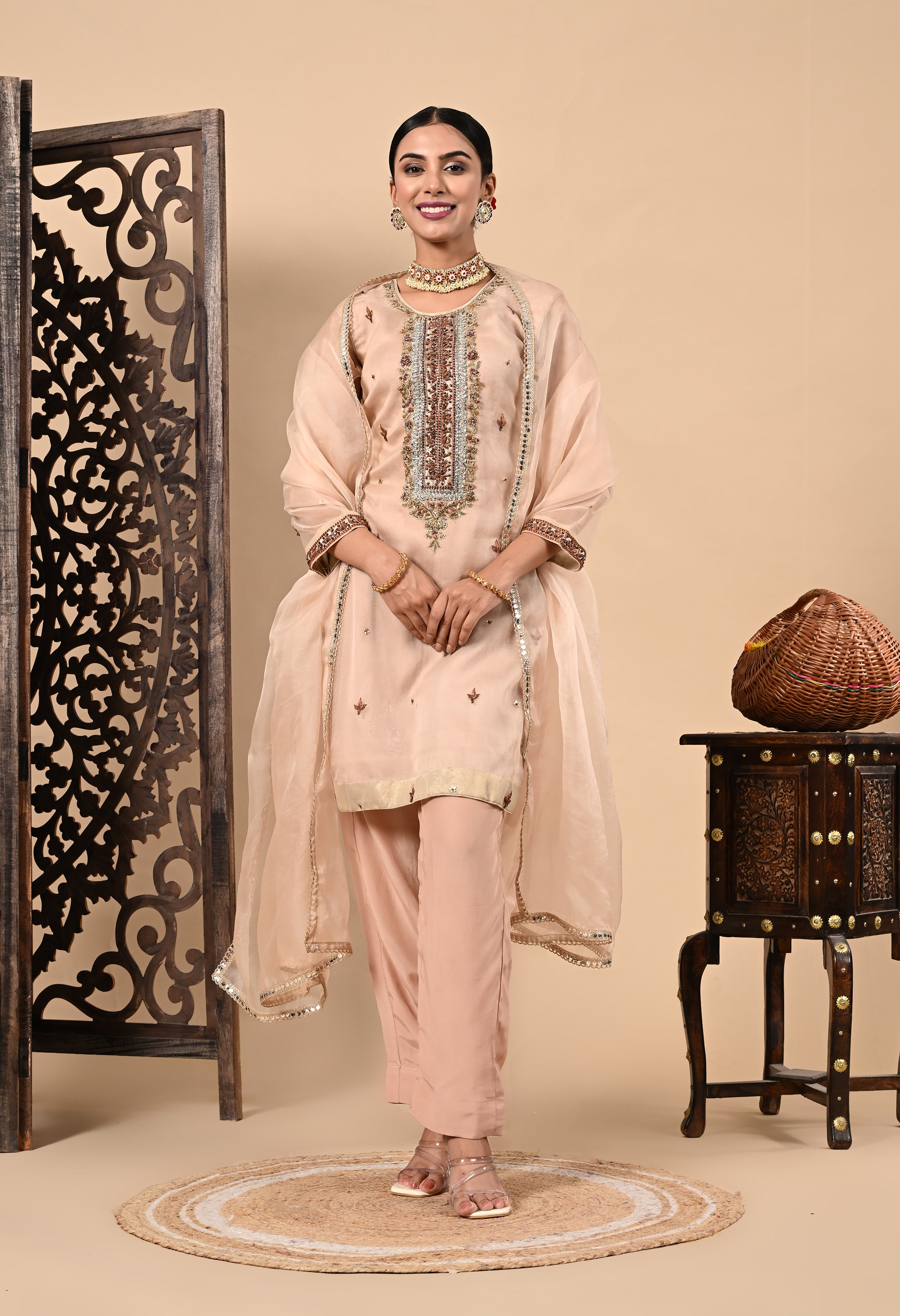 Peach Pink Kurta Set