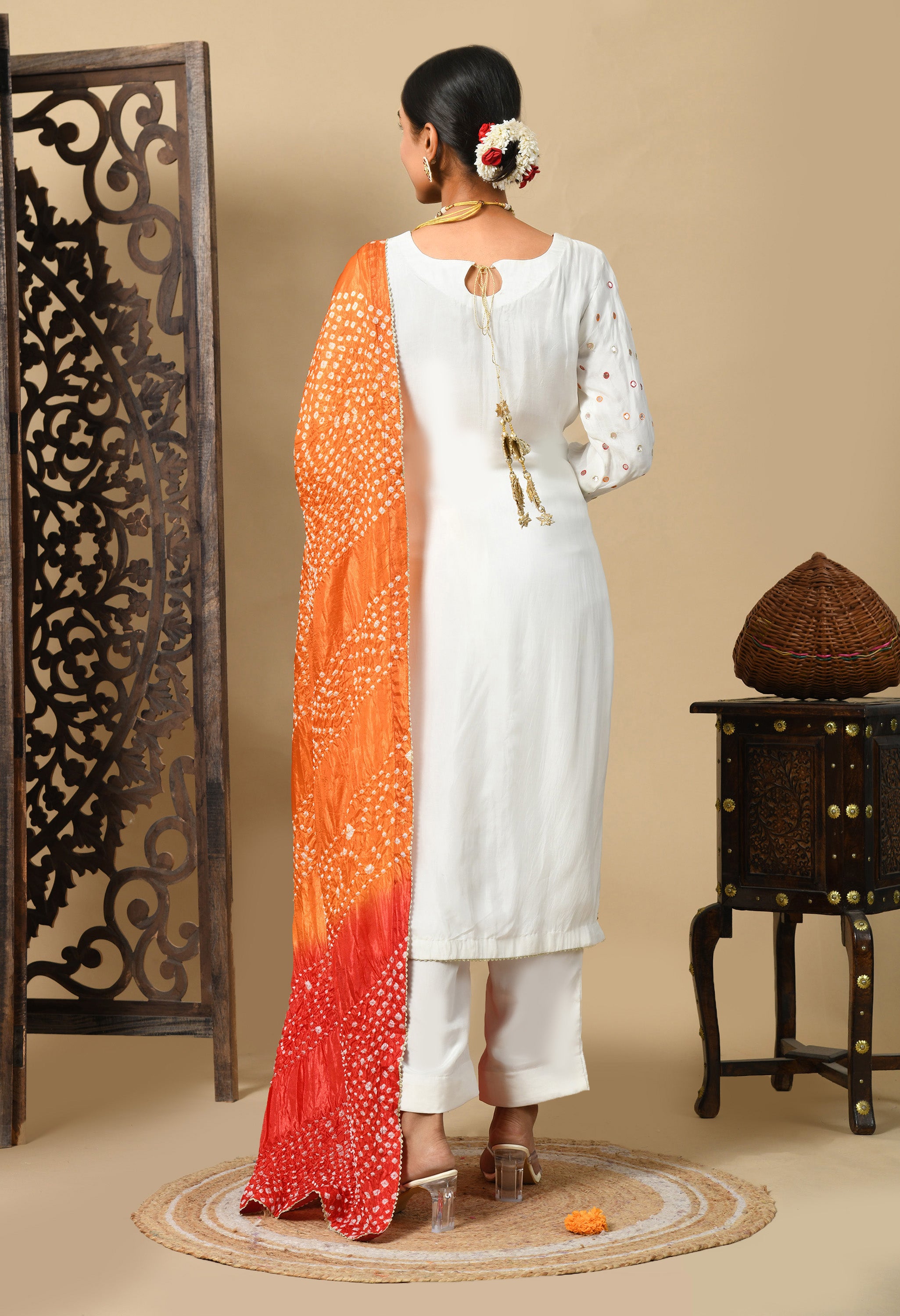 Cream Mirror Kurta Set