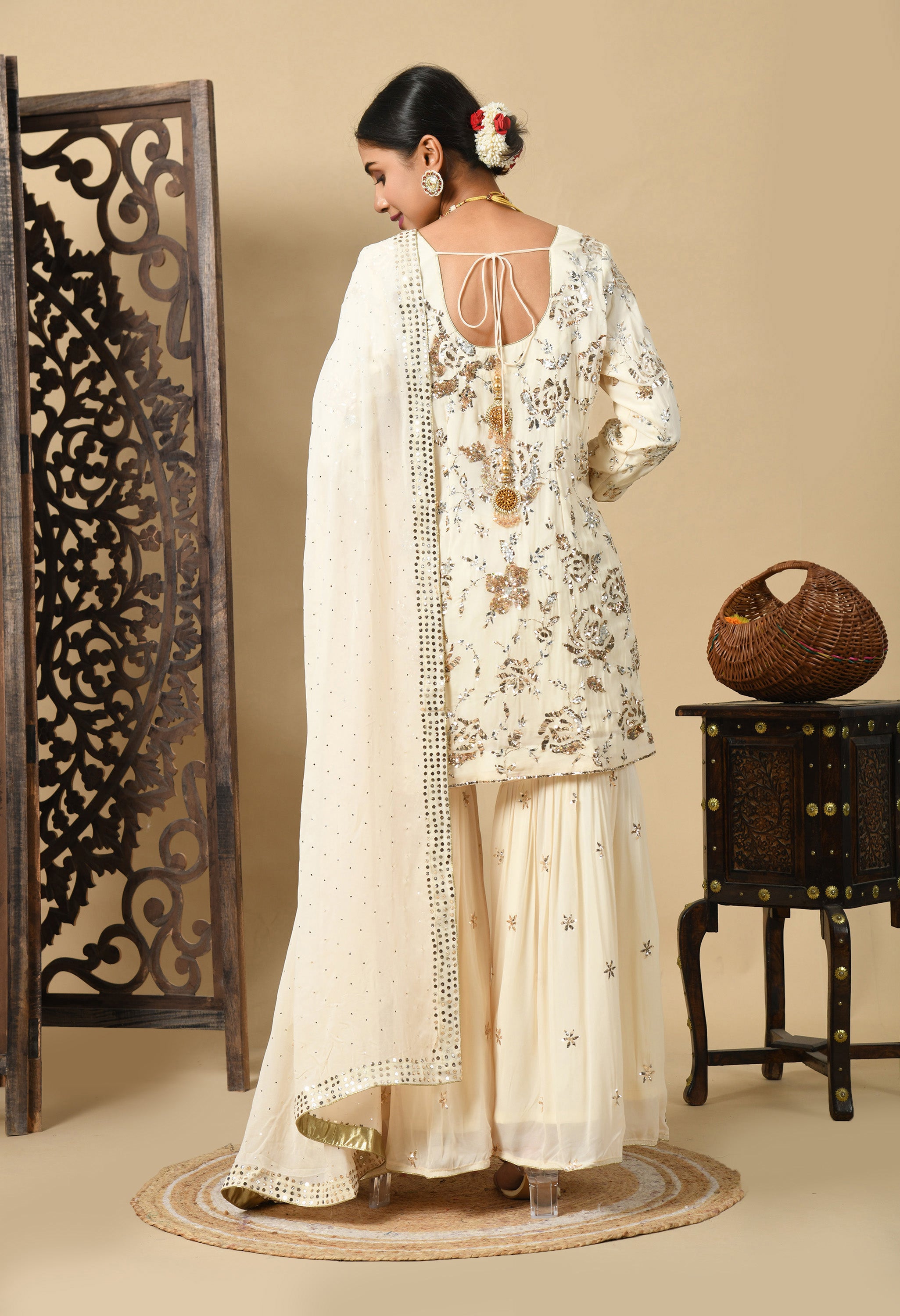 Cream Sharara Set