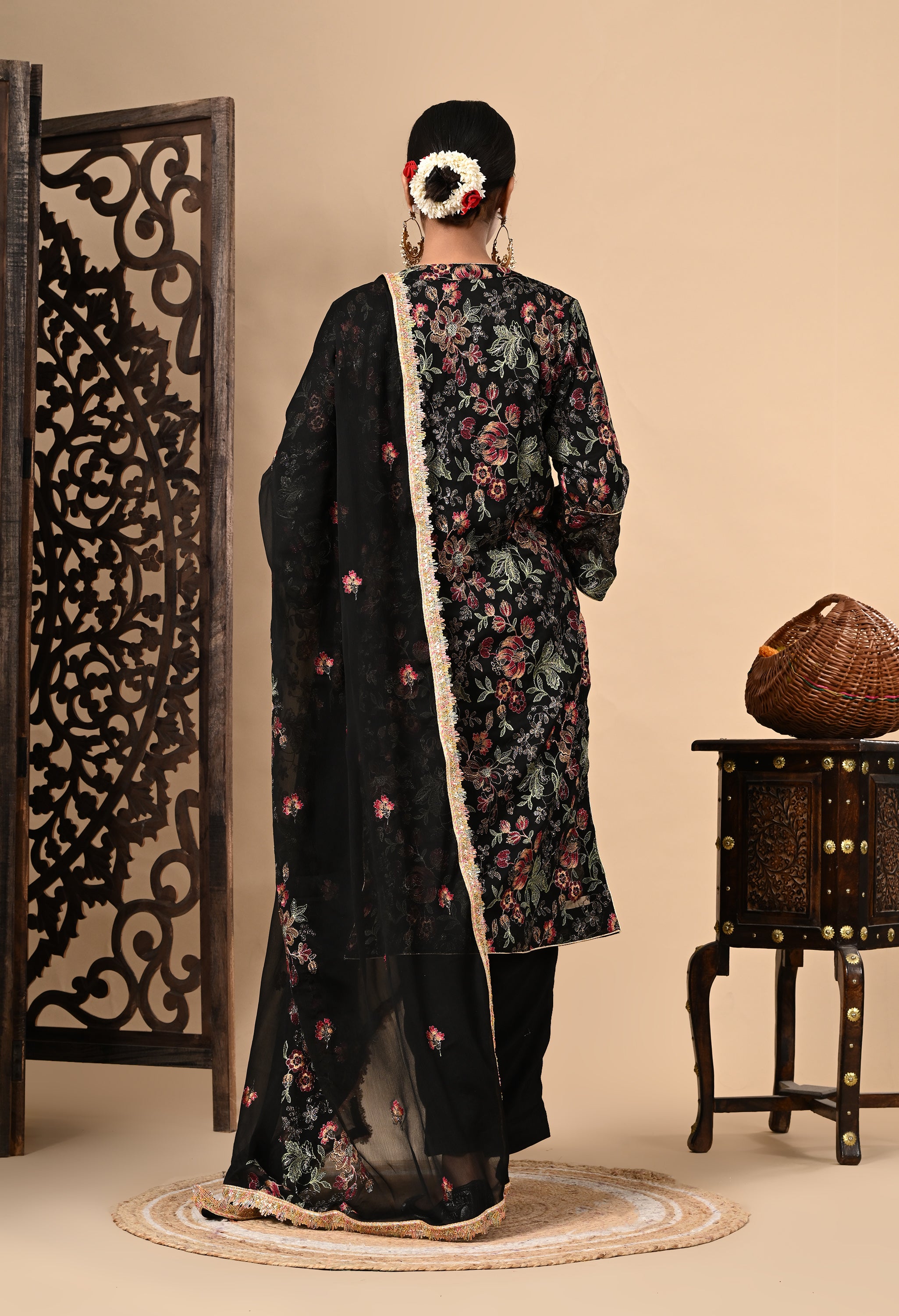 Black Zari Kurta Set