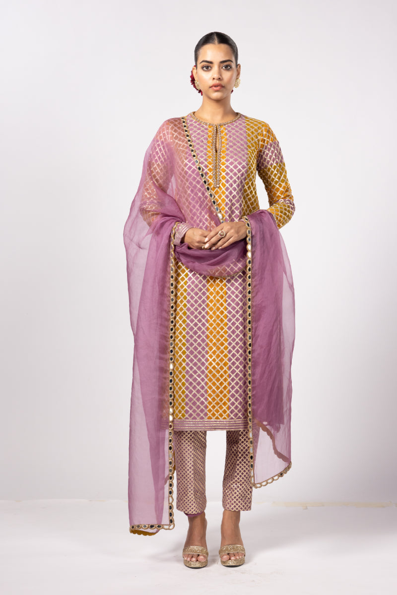 MUSTARD MULTICOLOR KURTA SET
