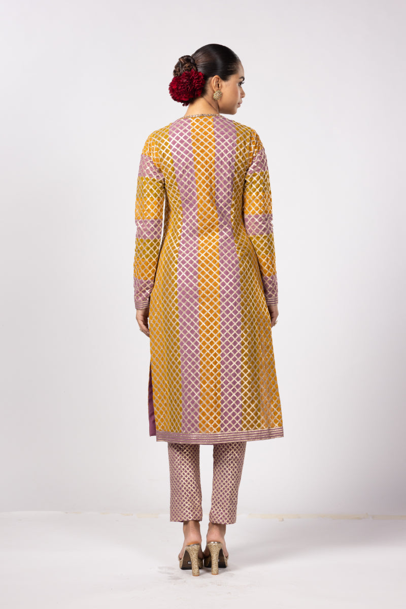 MUSTARD MULTICOLOR PANT KURTA SET