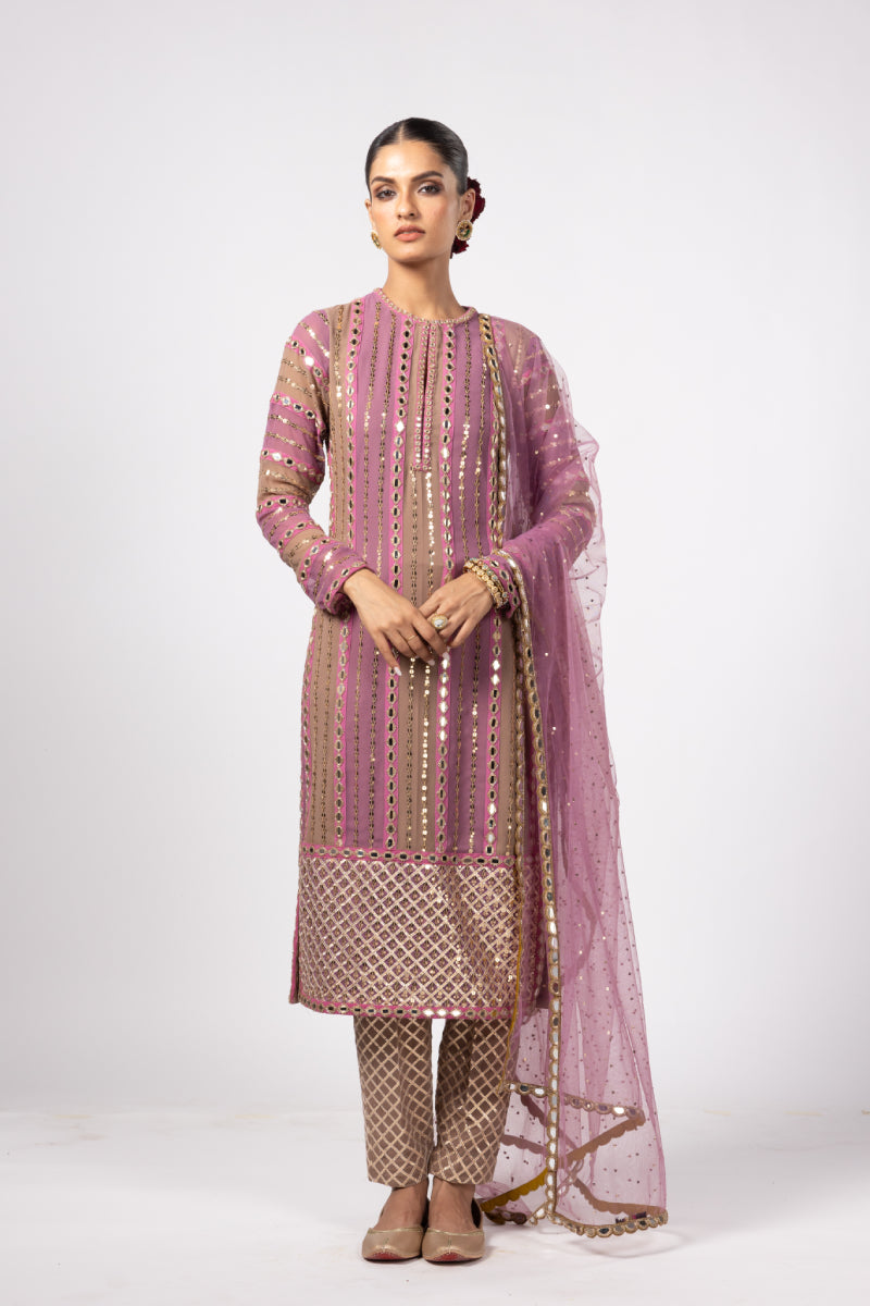 MUD MAUVE MIRROR KURTA SET