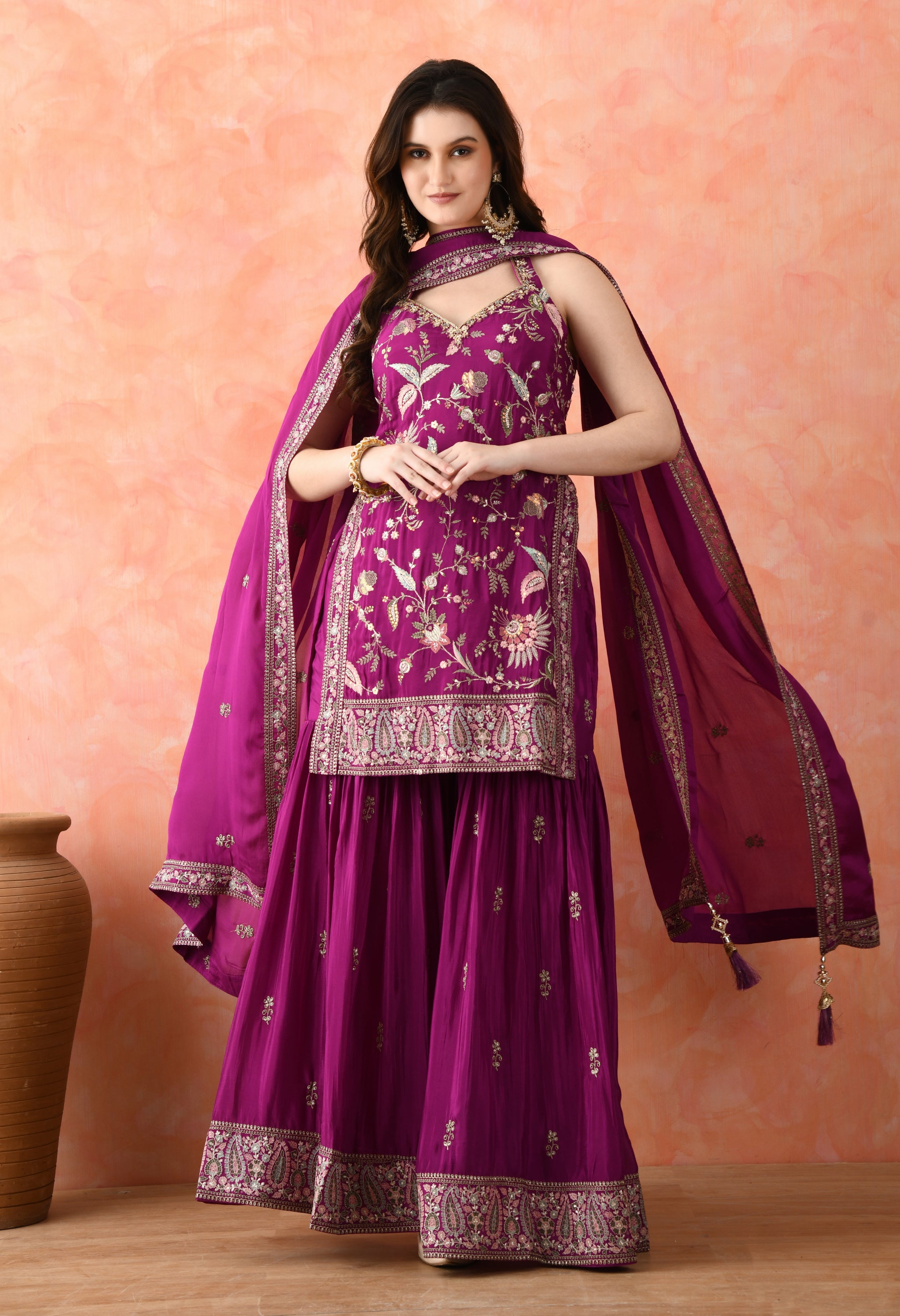 Purple Gharara Set