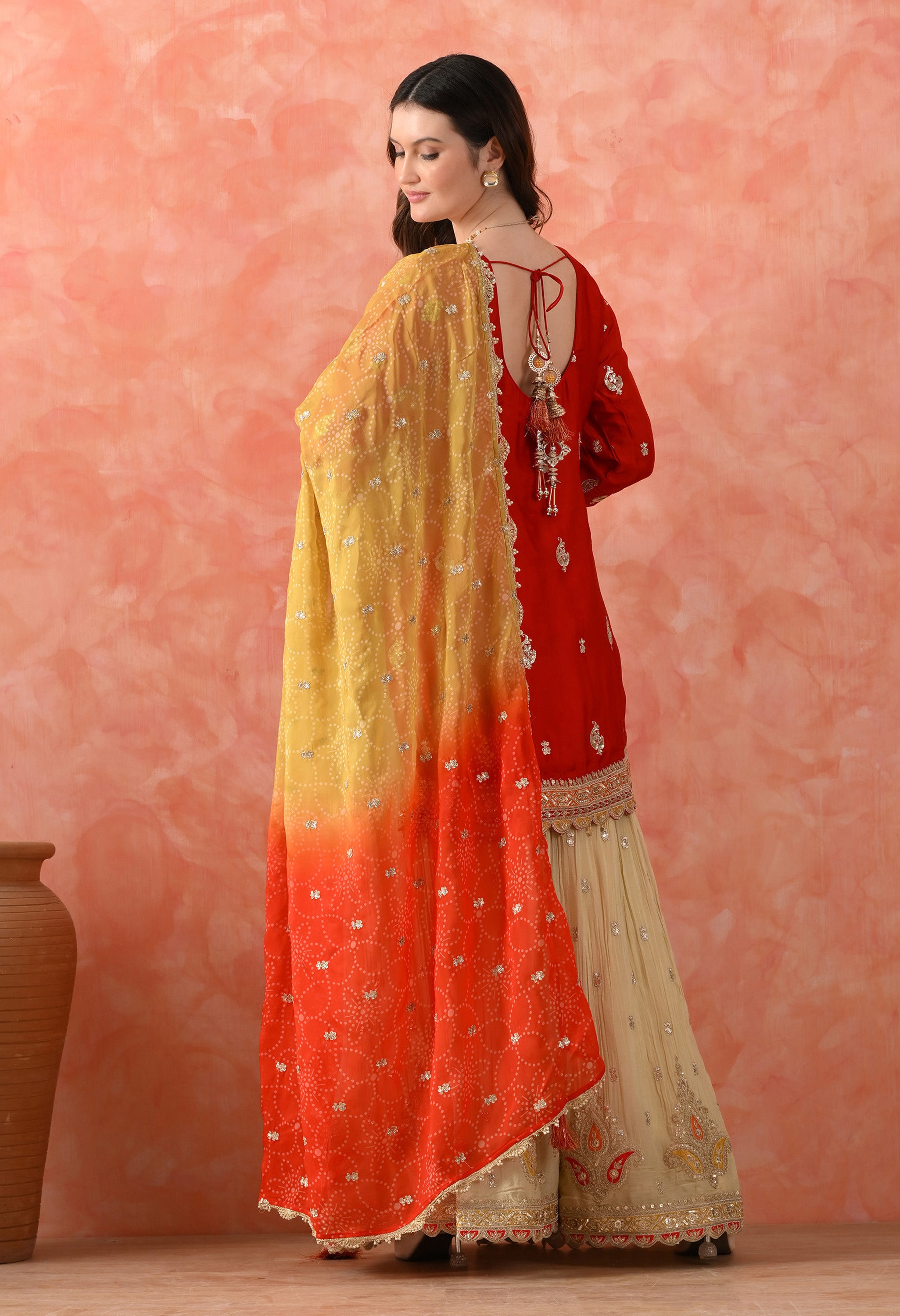 Red Sharara Set