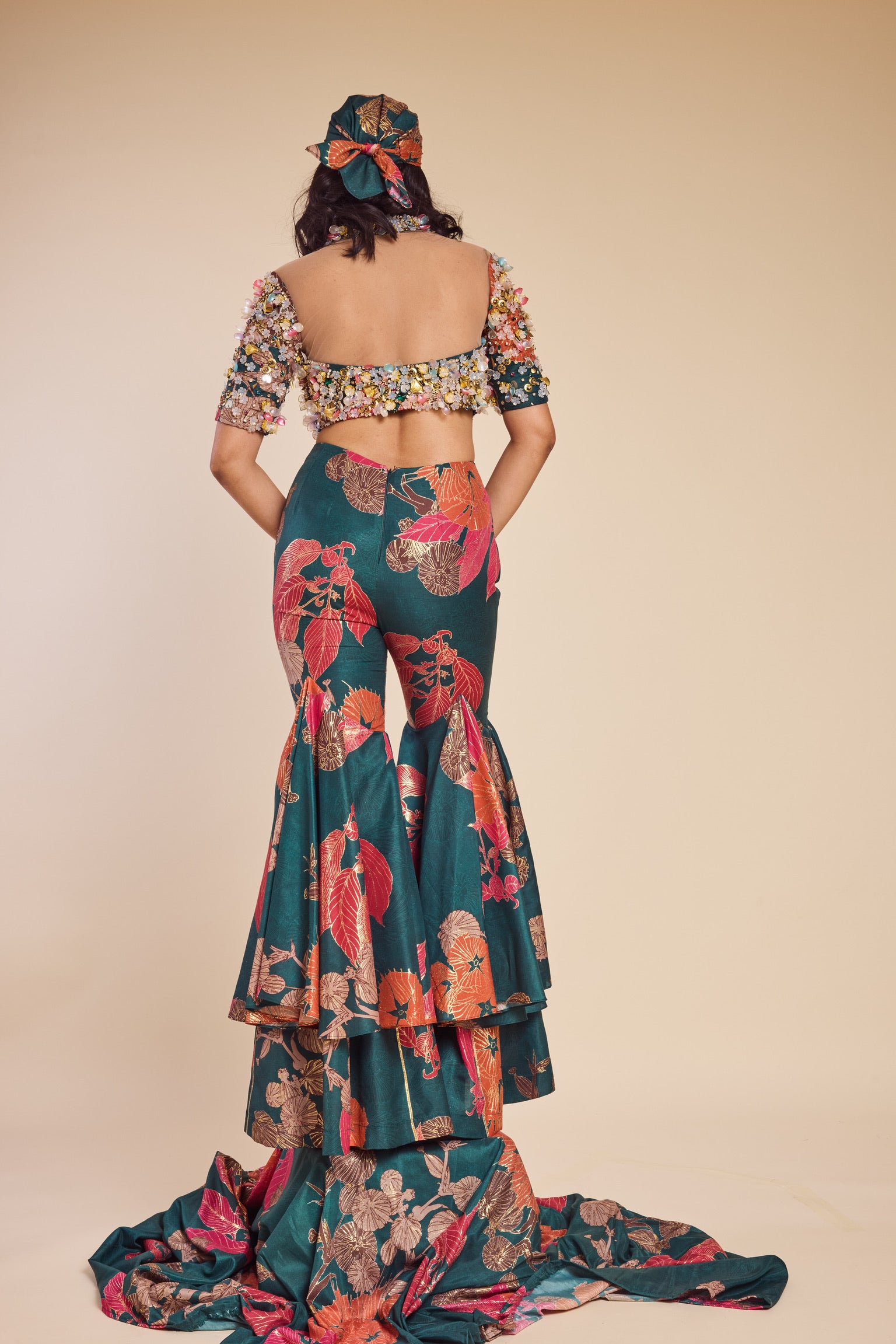 De-Constructed Blazer with Layered Sharara