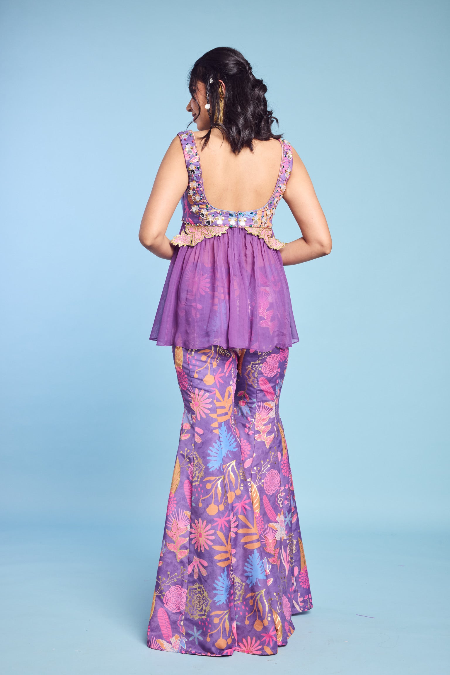 Peplum Top with Bootcut Sharara