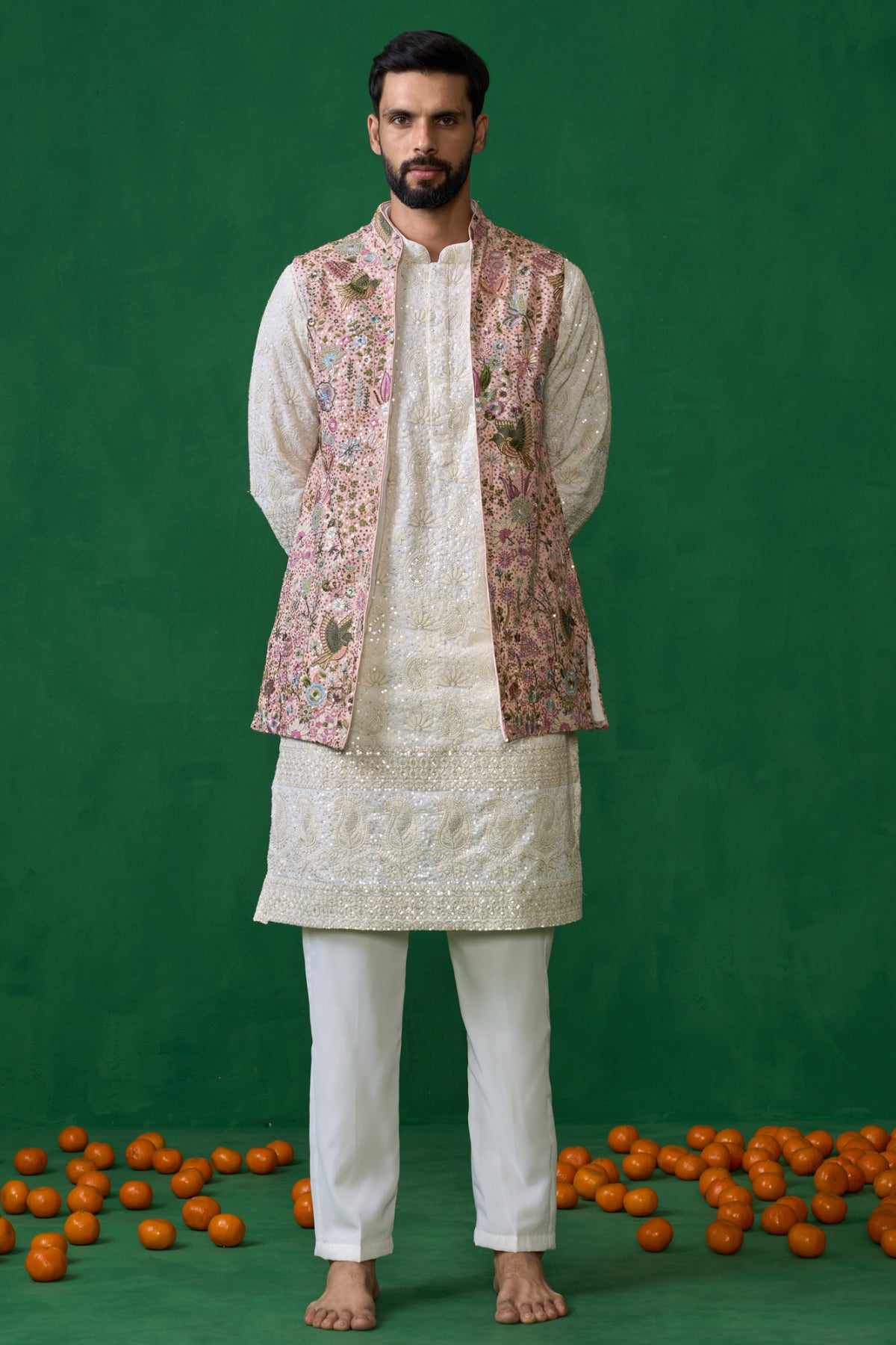 POOLPANKH PINK KURTA JACKET SET