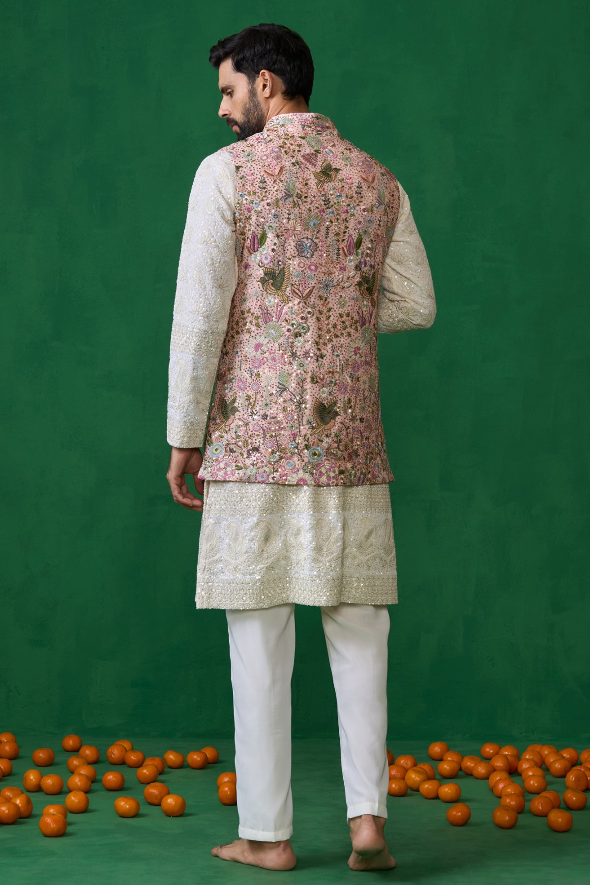POOLPANKH PINK KURTA JACKET SET