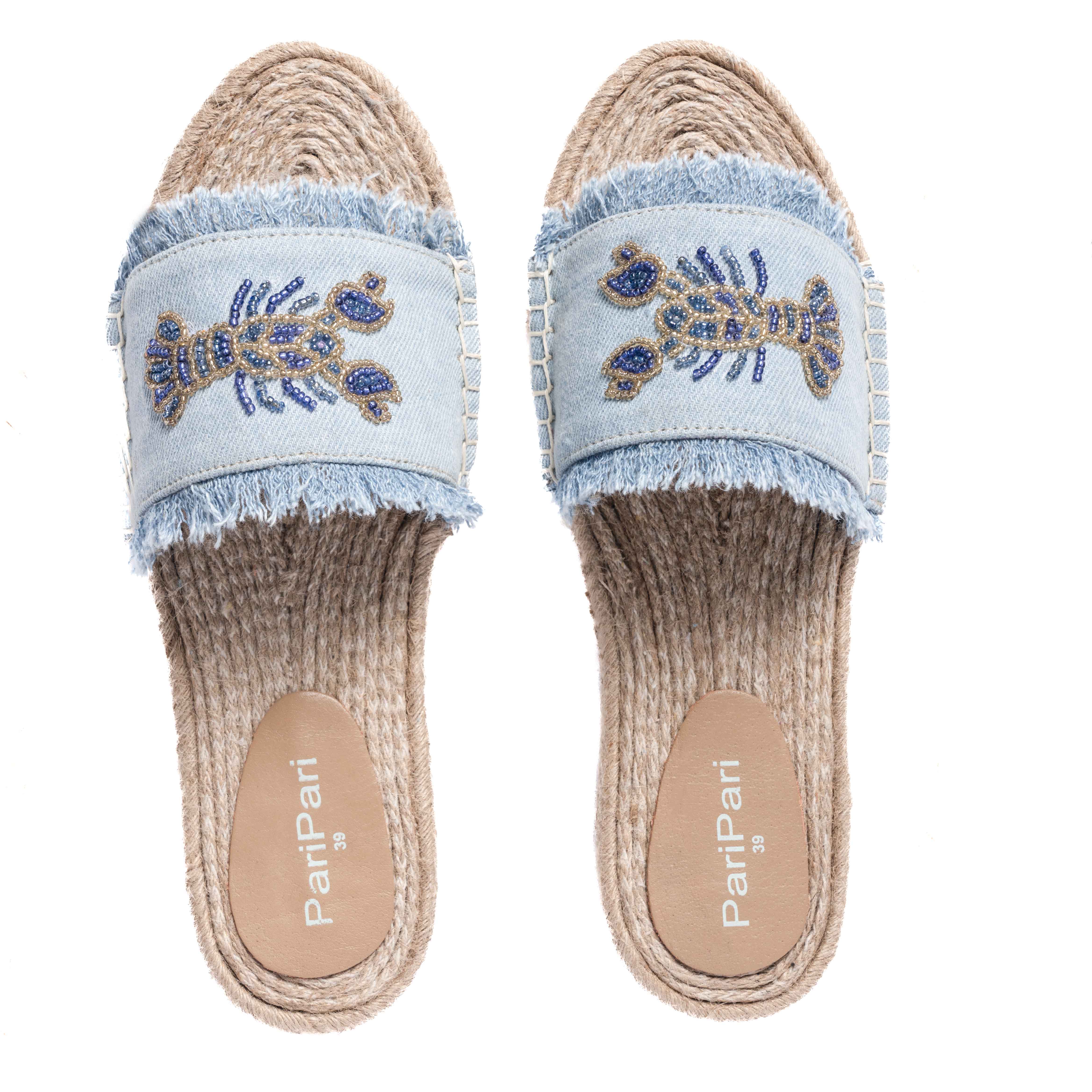 LOBSTER DENIM SANDALS FLAT