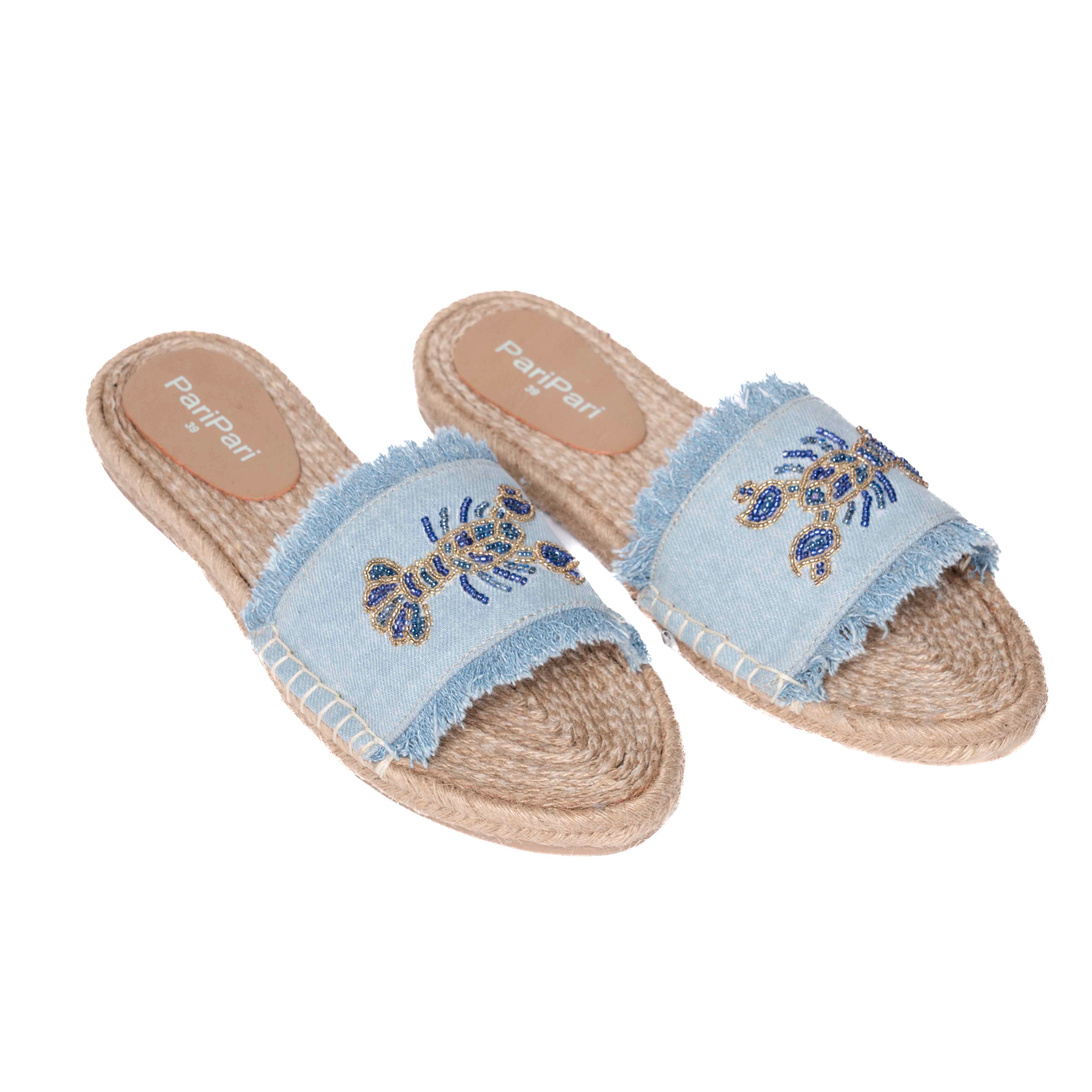 LOBSTER DENIM SANDALS FLAT