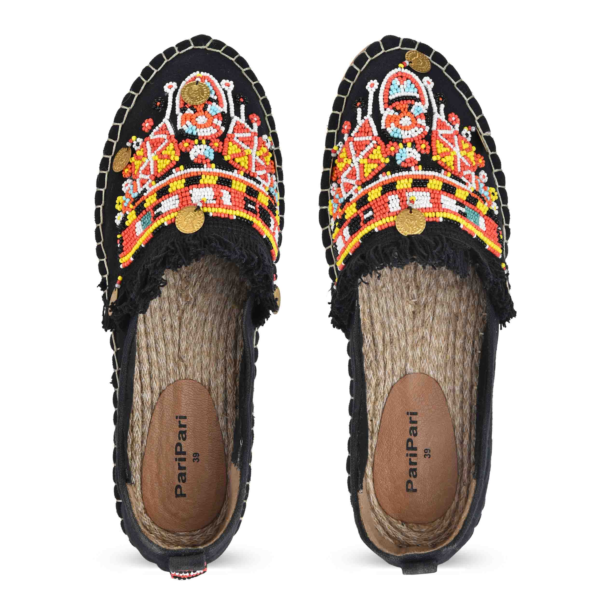MASAI BEADED ESPADRILLES BLACK