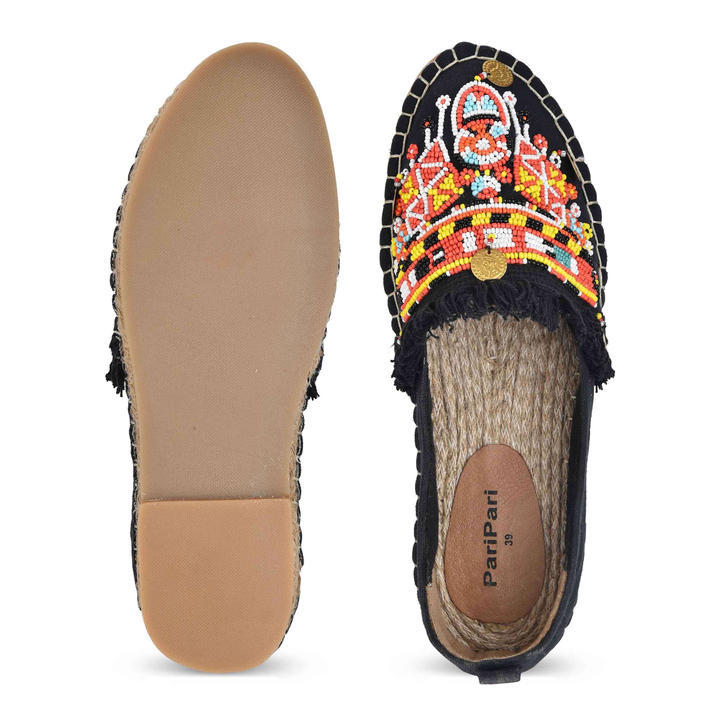 MASAI BEADED ESPADRILLES BLACK