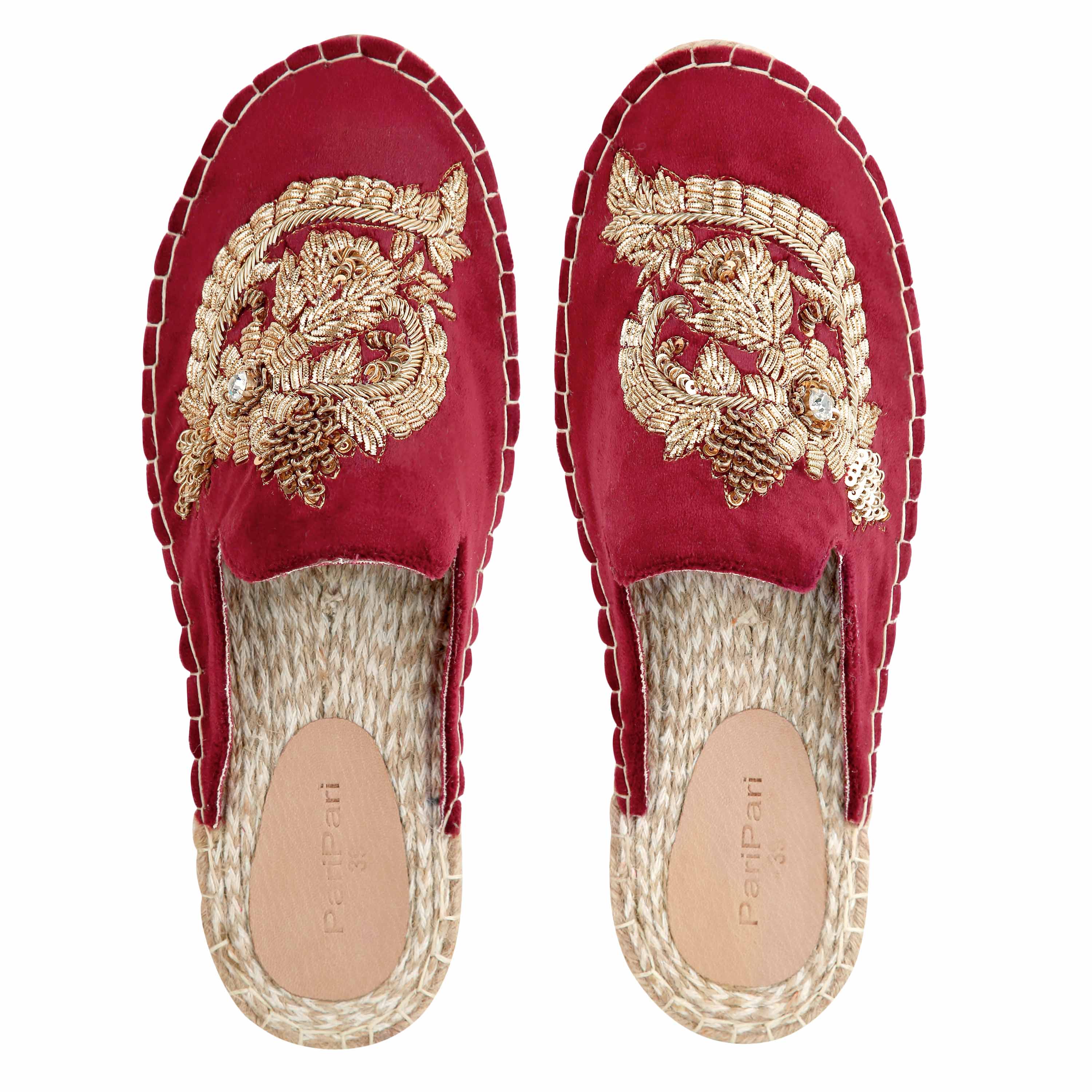 OTTOMAN ESPADRILLES BURGUNDY FLAT FOR MARRIAGE