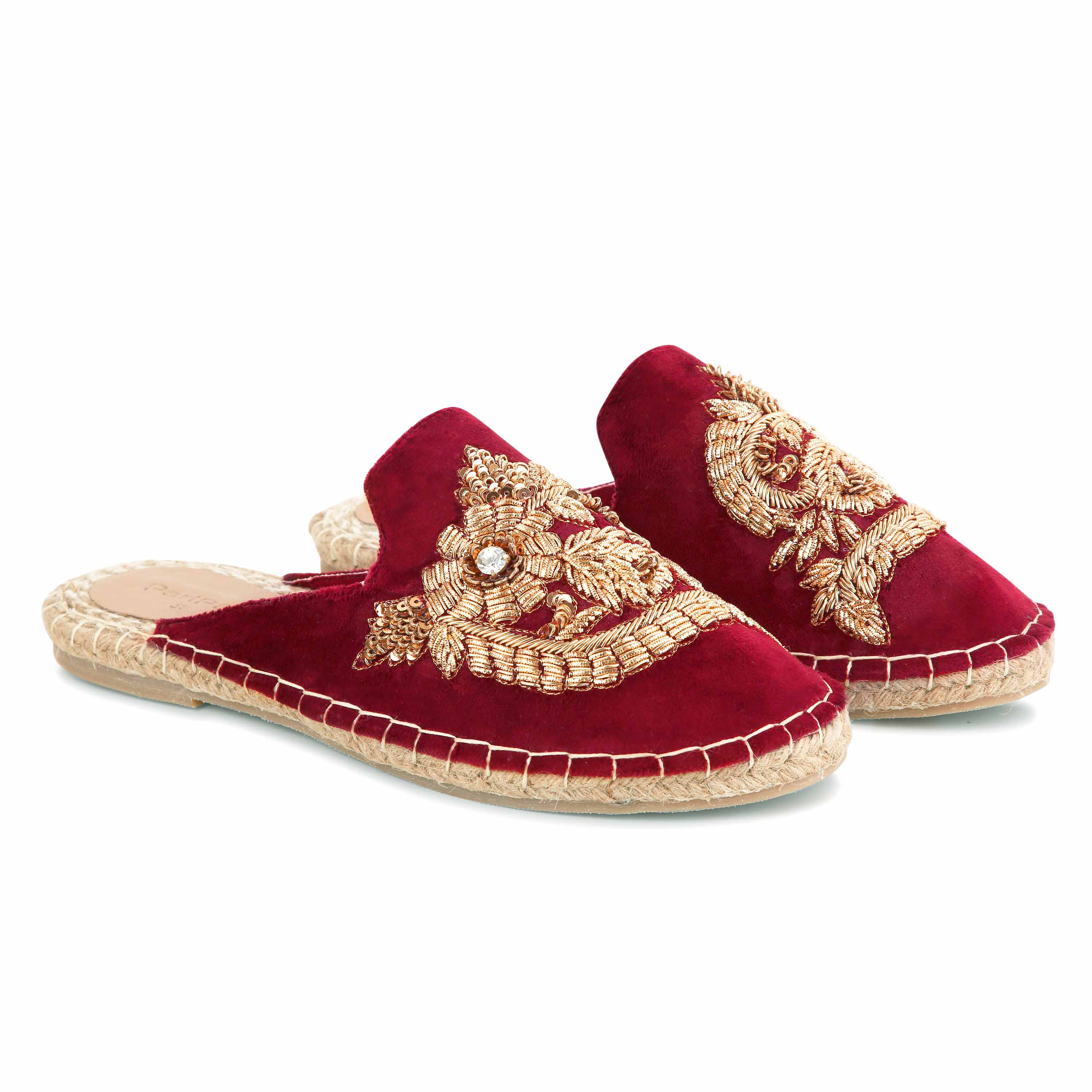 OTTOMAN ESPADRILLES BURGUNDY FLAT FOR MARRIAGE