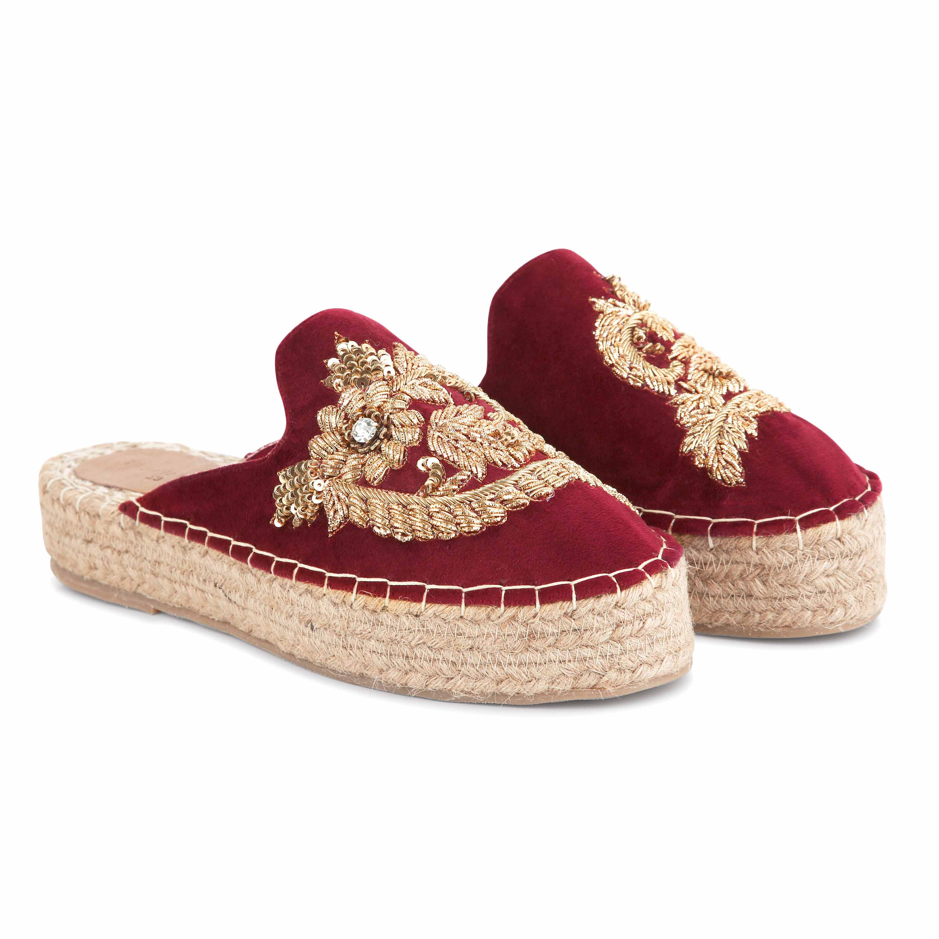 OTTOMAN ESPADRILLES BURGUNDY HAUT BRIDAL LOOKS PLATFORM