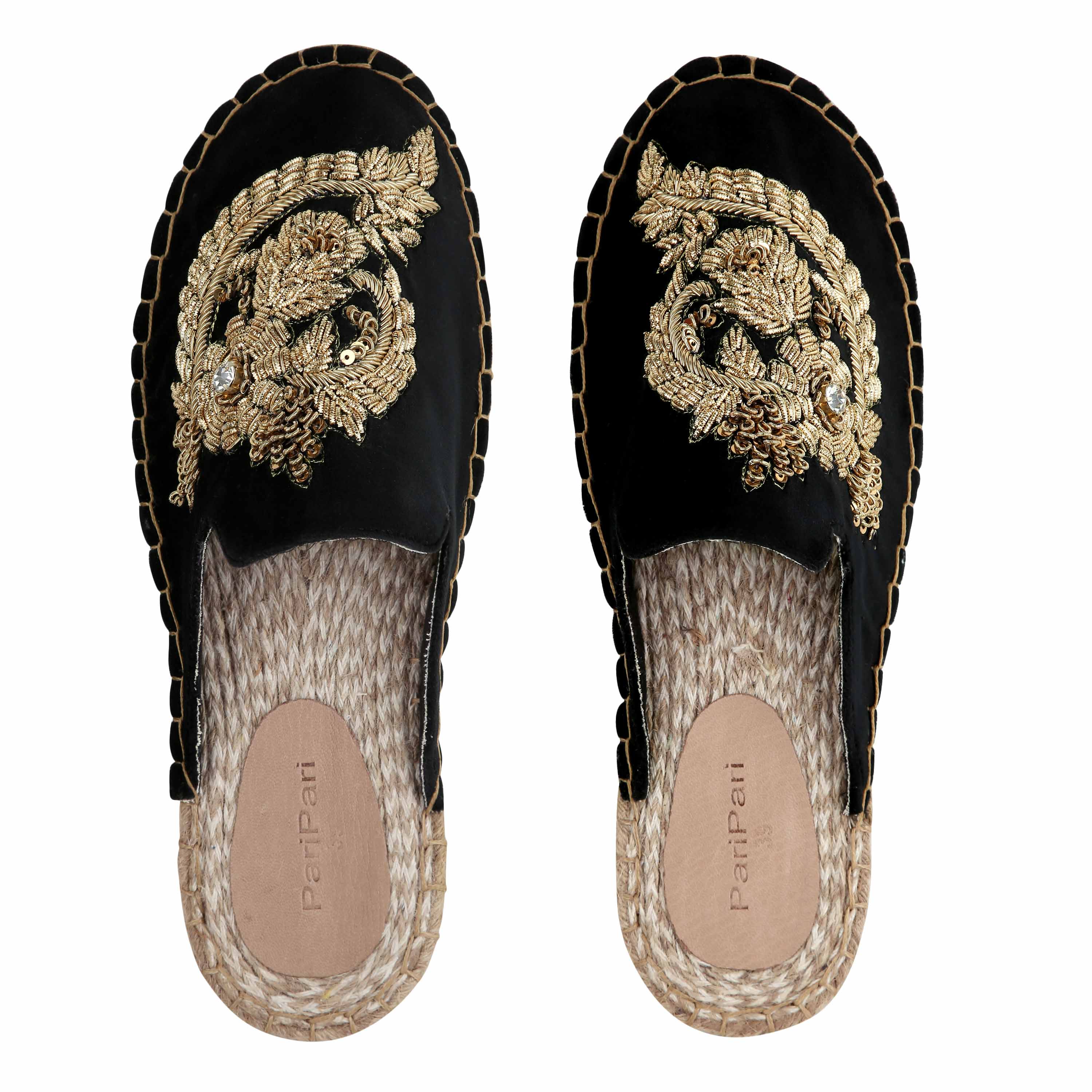 OTTOMAN ESPADRILLES BLACK CLASSIC FLAT