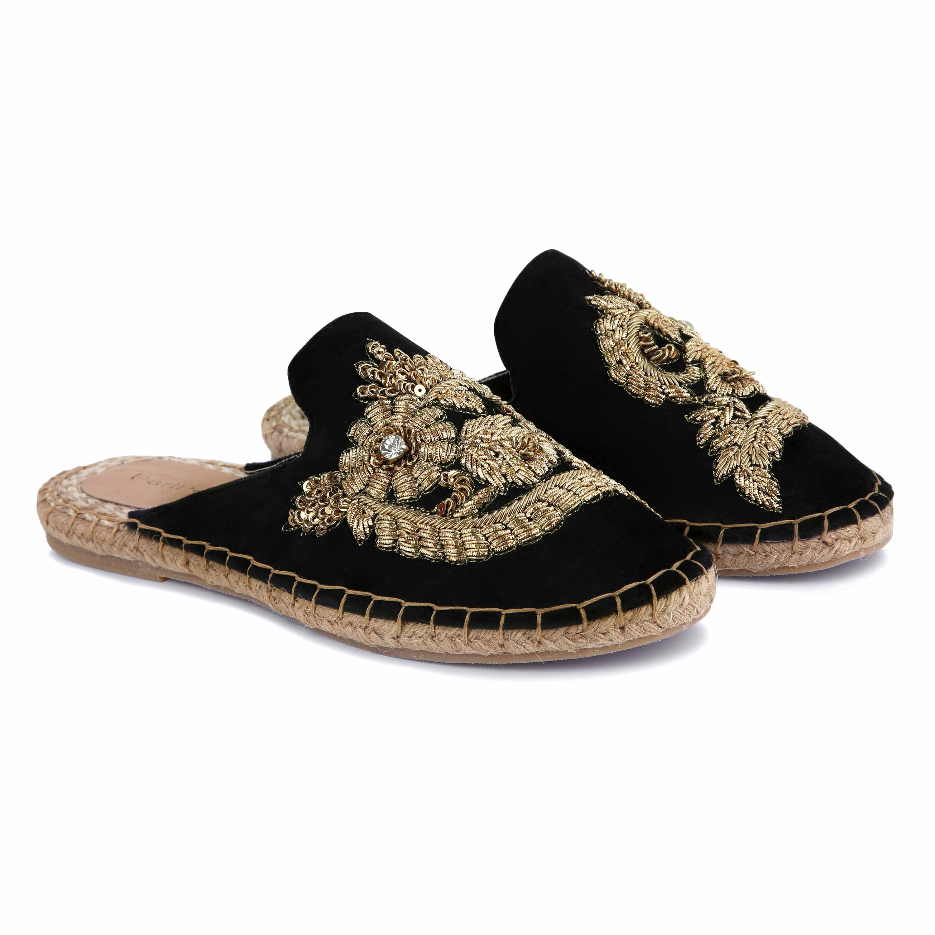 OTTOMAN ESPADRILLES BLACK CLASSIC FLAT