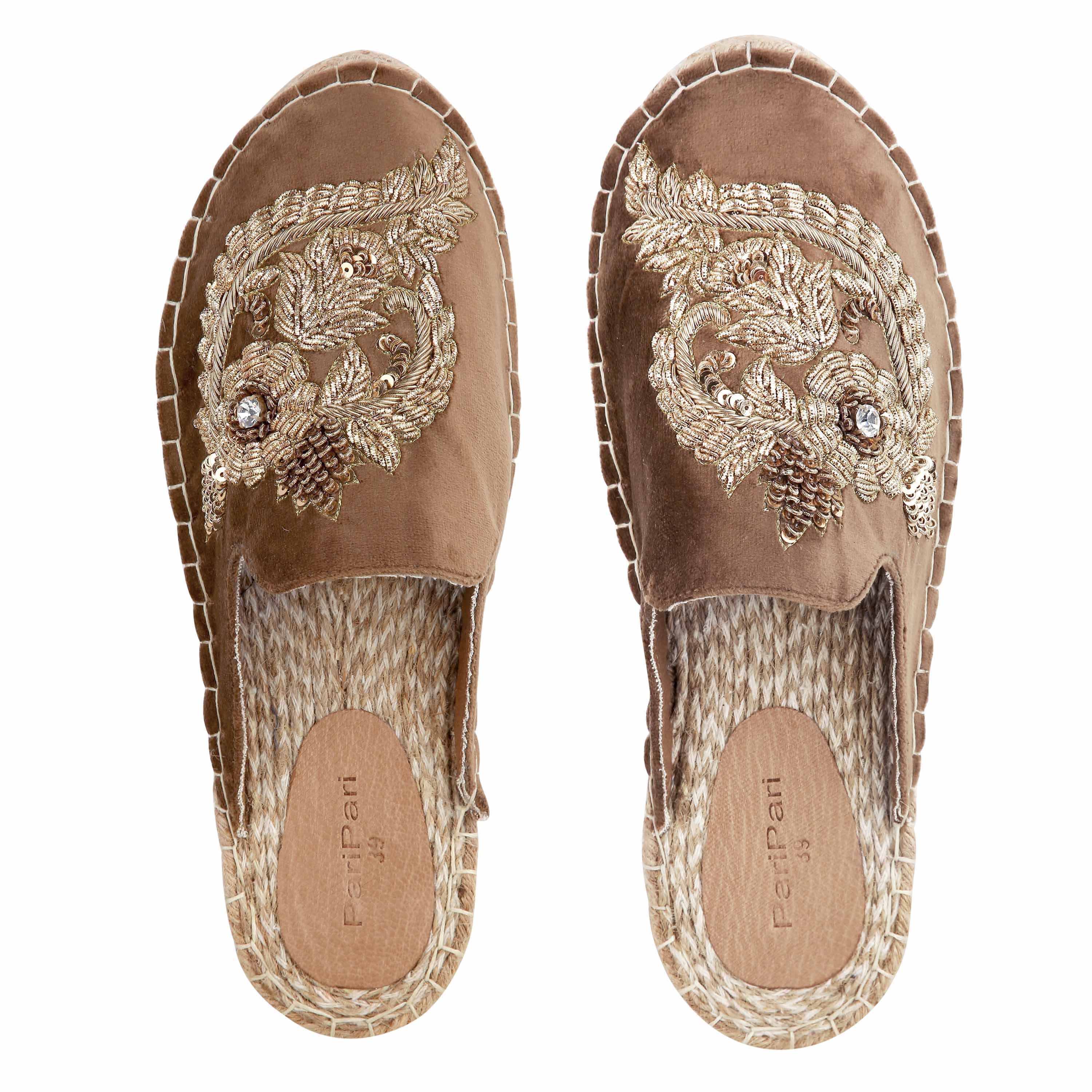 OTTOMAN ESPADRILLES GOLD HAUT TRENDY PLATFORM
