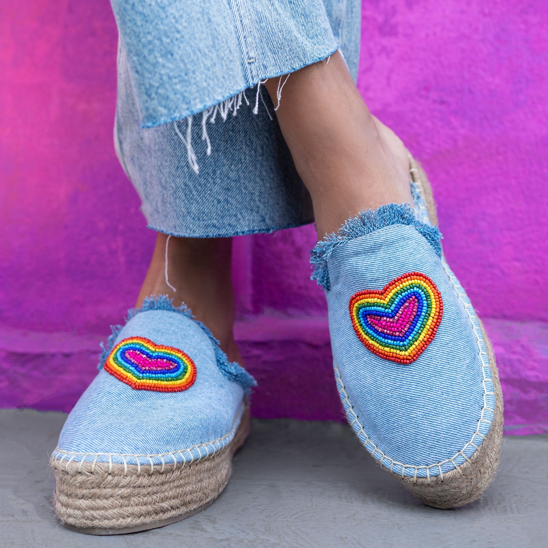 HEARTBEAT ESPADRILLES LIGHT DENIM PLTFORM