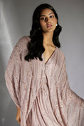 Load image into Gallery viewer, Mauve Embroidered Drape Dress

