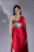 Load image into Gallery viewer, Red Embroidered Drape Dress
