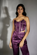 Load image into Gallery viewer, Purple Embroidered Corset With Pant
