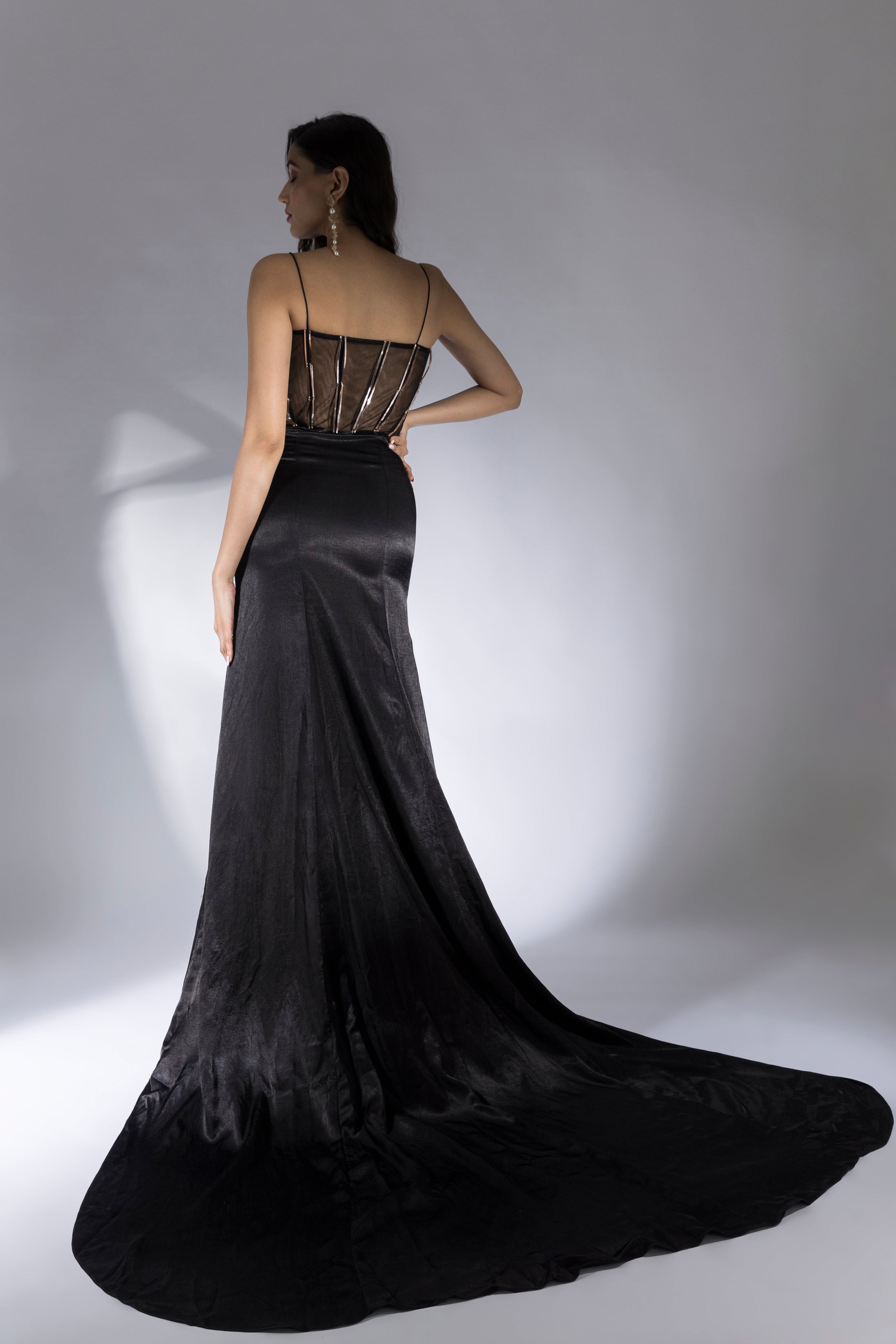 Black Embroidered Corset Gown