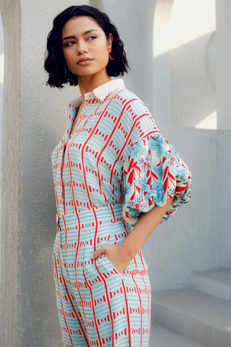 White Print Play Balloon Shirt