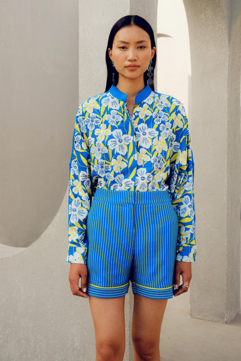 Blue Illusion Kimono Shirt