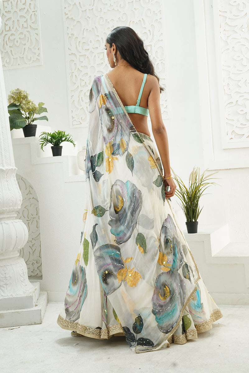 Ivory Hand-Painted Lehenga