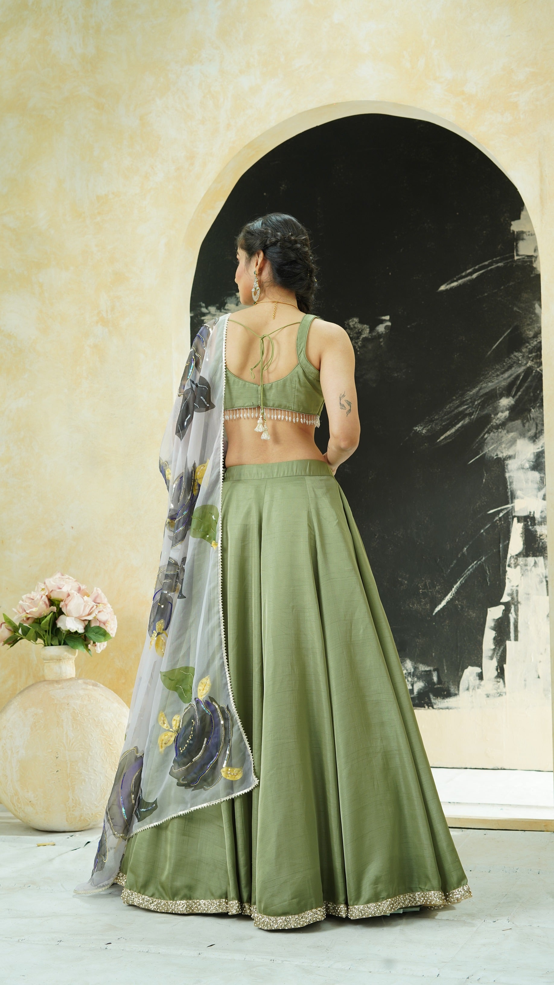 Lehenga with Hand-Painted Dupatta