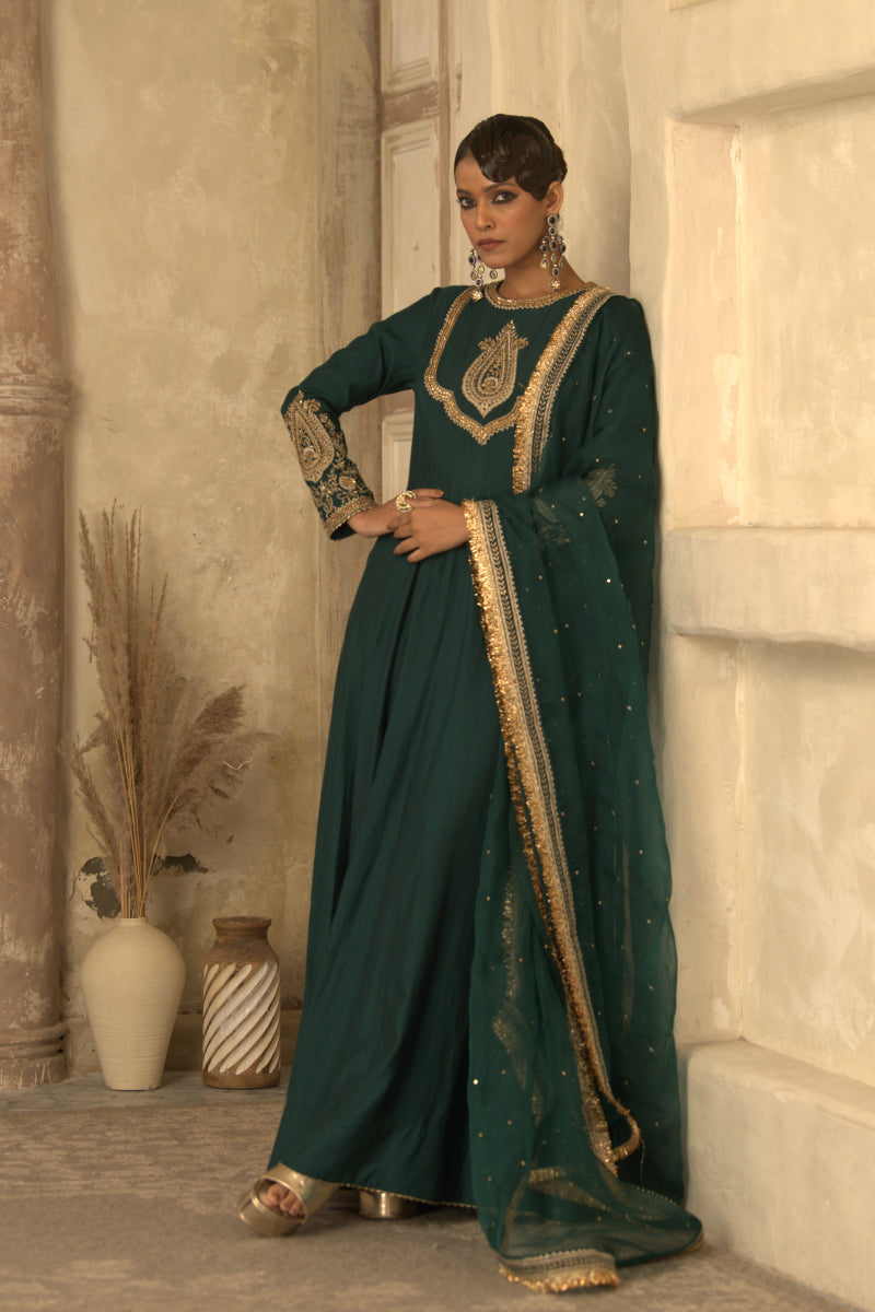 GREEN MEHRAAB ANARKALI SET