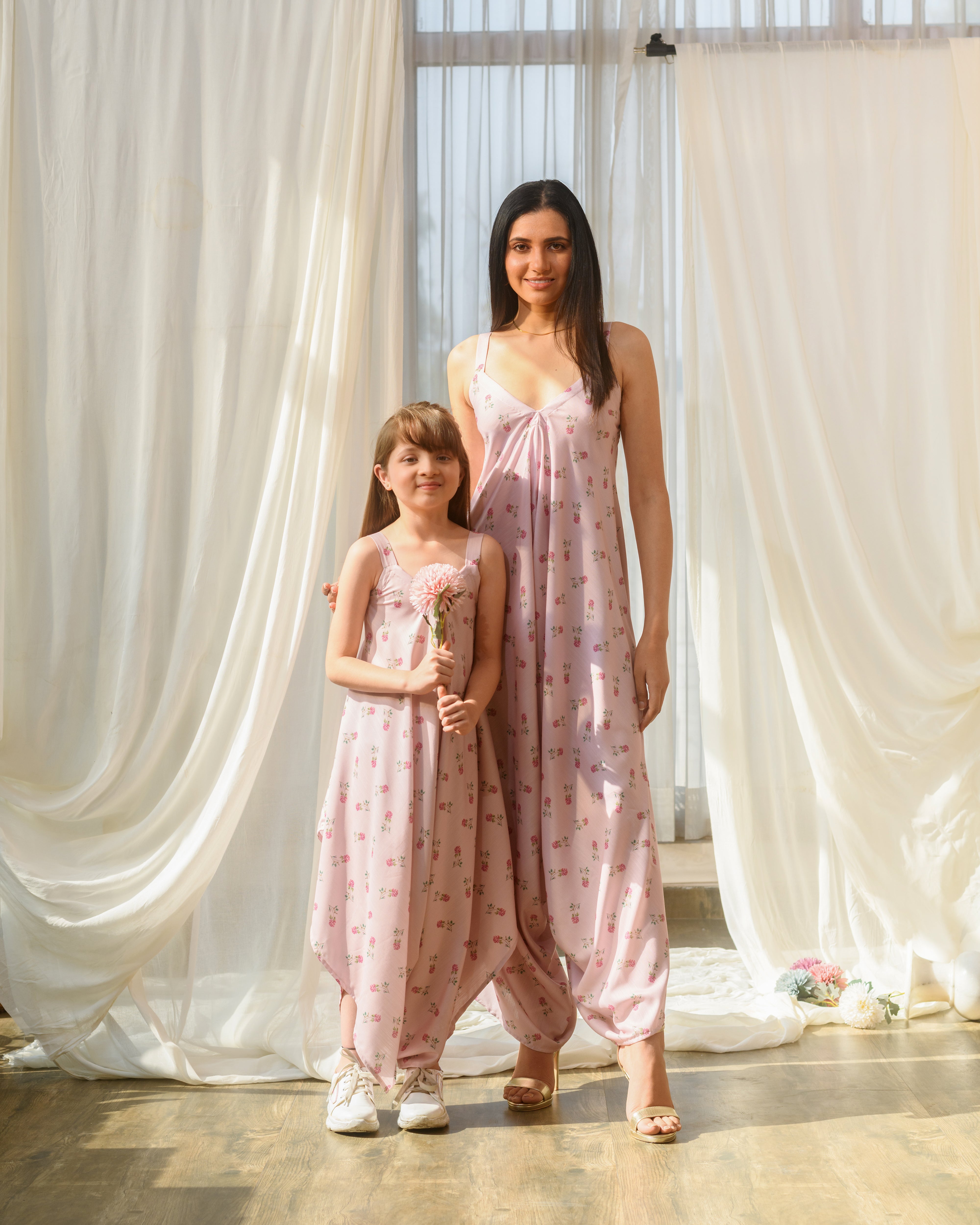 Mother Daughter Rosey Pink Palazzo Jumpsuit