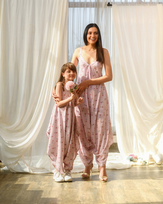 Mother Daughter Rosey Pink Palazzo Jumpsuit