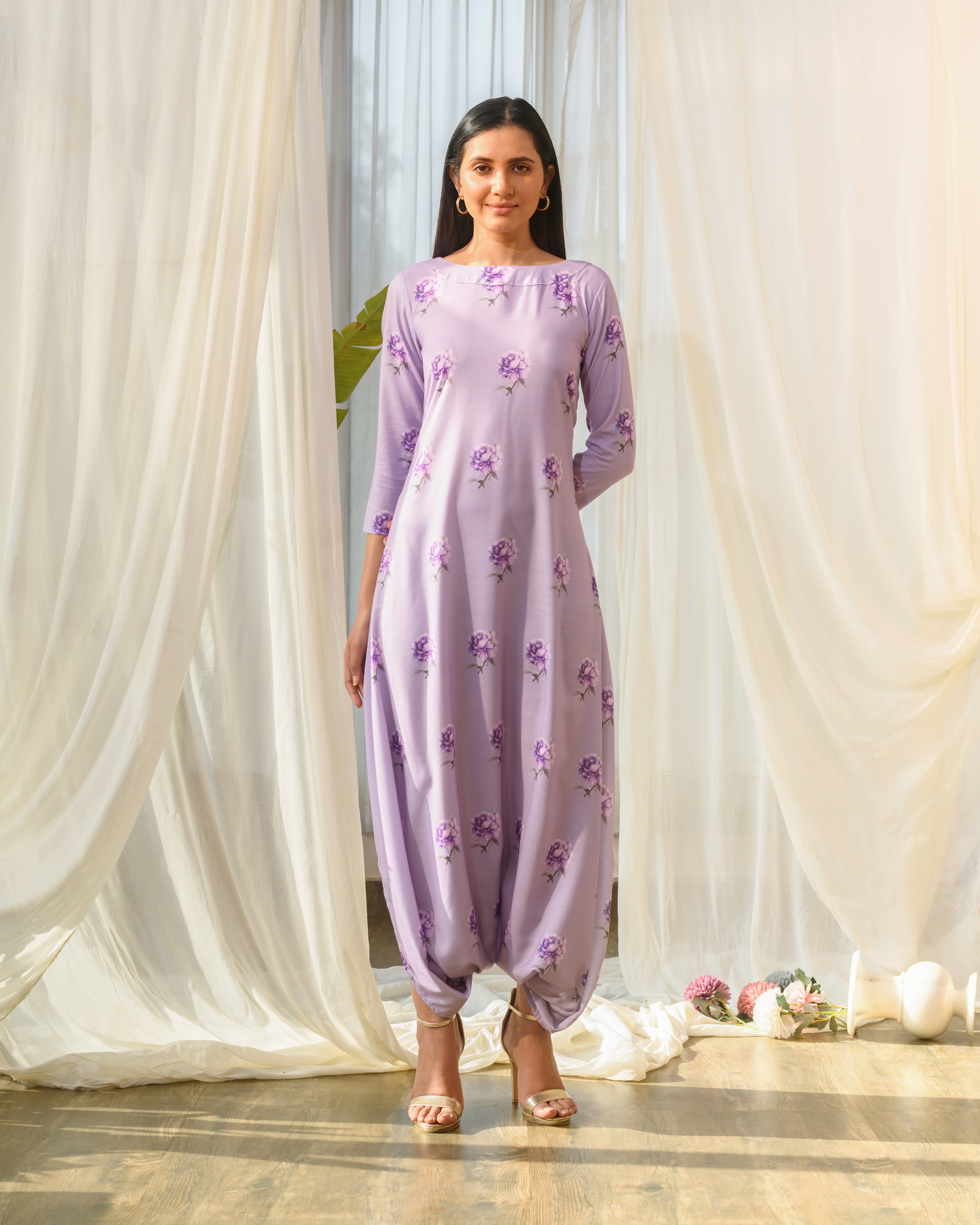 Very Peri Lilac Dhoti Jumpsuit AGASHE