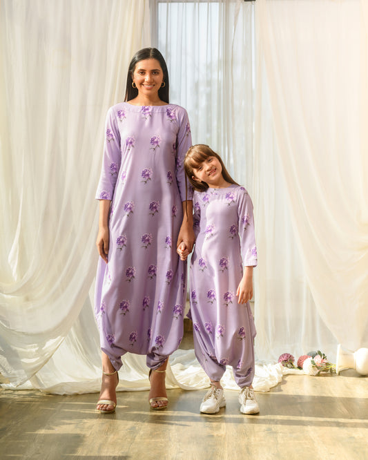 Mother Daughter Very Peri Lilac Dhoti Jumpsuit