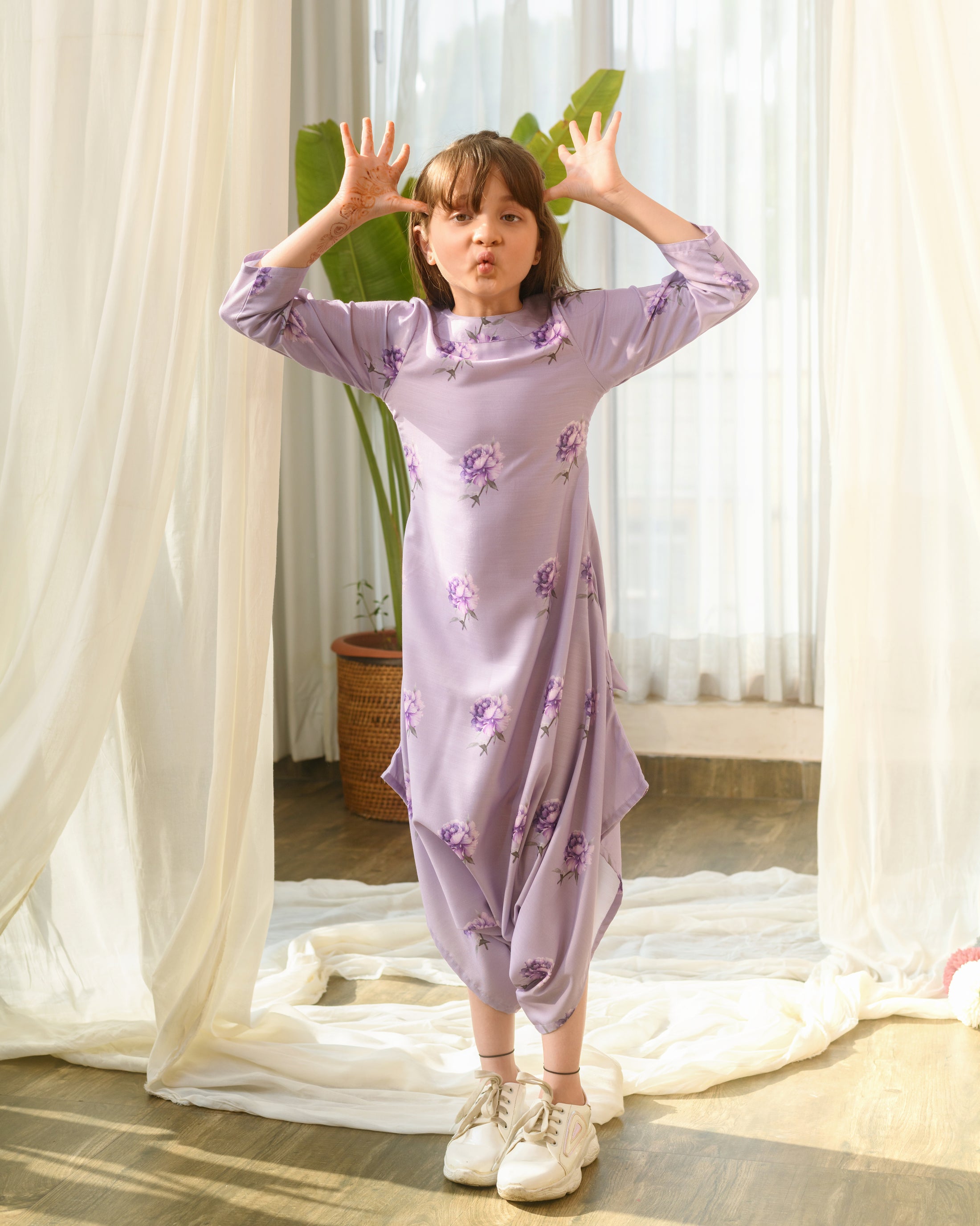 Mother Daughter Very Peri Lilac Dhoti Jumpsuit