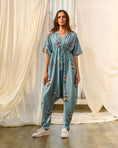 Load image into Gallery viewer, Dusty Teal Kimono Dhoti Jumpsuit

