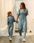 Load image into Gallery viewer, Mother Daughter Dusty Teal Kimono Dhoti Jumpsuit
