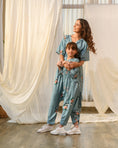 Load image into Gallery viewer, Mother Daughter Dusty Teal Kimono Dhoti Jumpsuit
